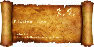 Kloiber Igor névjegykártya